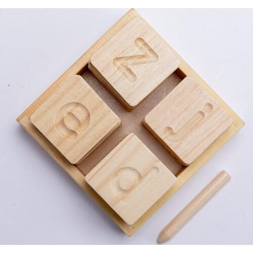 Baby Toys Early Learning Montessori Double-sided Alphabet Groove Board Practicing Board Children Learning Wooden Toys Board