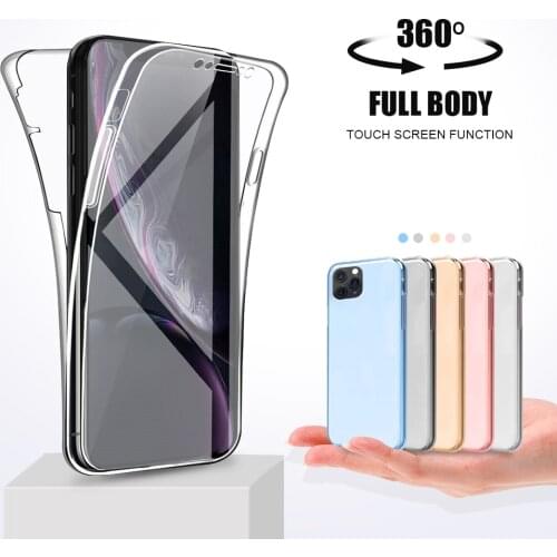 Double Silicone Phone Case for iphone 11 pro max 360 body Protection Case for iphone Xs Max Xr X 8 7 6 Plus Soft TPU Cover Coque