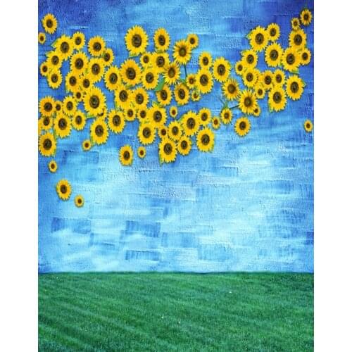 Lawn Yellow Sunflowers Photography Backdrops Photo Props Studio Background 5x7ft