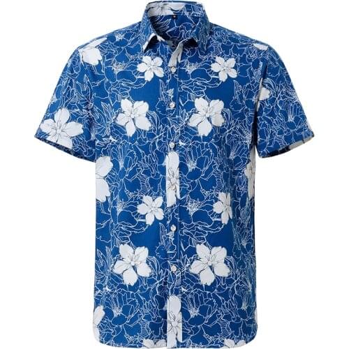 Summer Floral Hawaiian Mens Shirt Short Sleeve Regular Fit Beach Wearing Factory Direct Sell