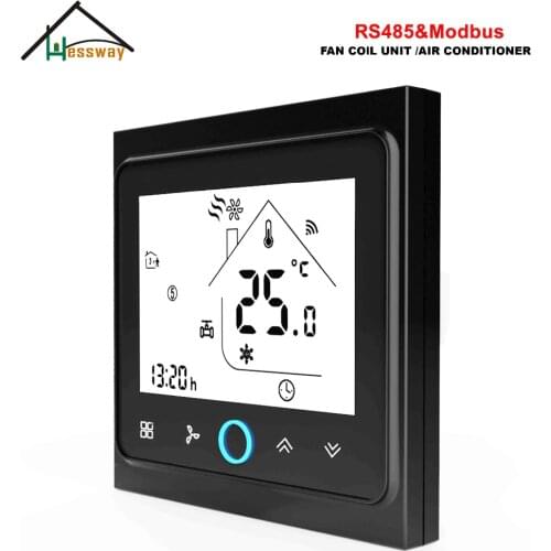 HESSWAY 2P fan coil MODBUS RS485 thermostat cooling heating 3 speed for contuol NC NO valve