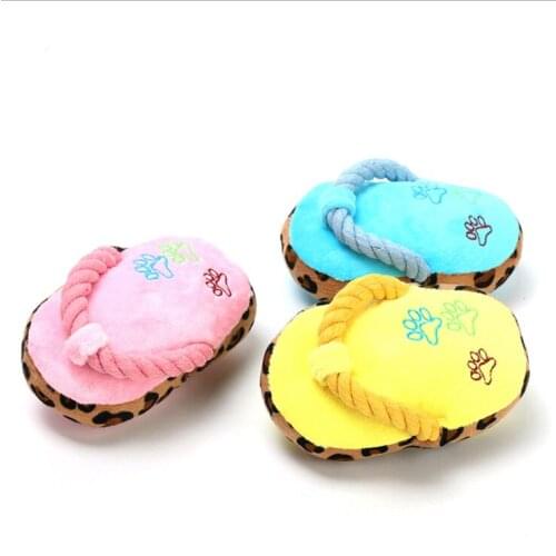 Dogs Toy Pet Blue Puppy Chew Play Cute Plush Slipper Shape Squeaky Supplies Factory Direct