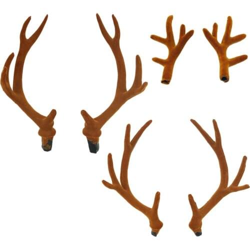 Antlers Decor Simulation Flocking Antlers Headwear Sika Deer Antlers DIY Headband Supplies for Christmas Party Photography Prop