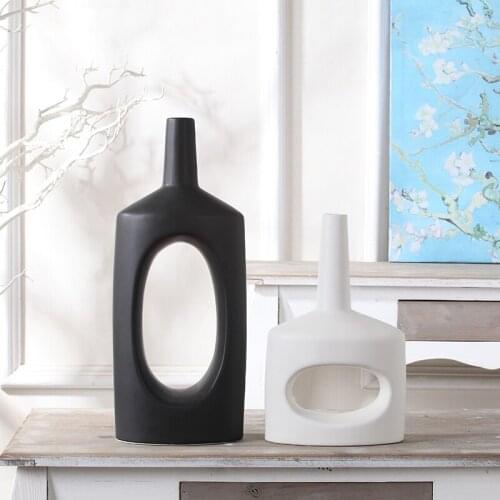 Classic Black Vase Home Decor White Vase Centerpiece Flower Vases For Wedding Party Decor