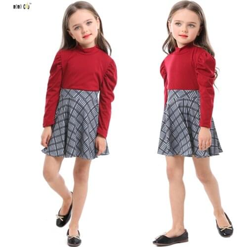 Girls Two Pieces Clothing Set Tops & Plaid Skirt Fashionable Long Sleeve Autumn Child Clothes Kids Outfit For 3 4 5 6 7 8 Years