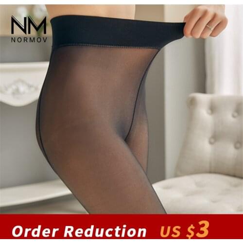 NORMOV Sexy Leggings For Women Slim Fit High Waist Puah Up Polyester Leggings Warm Mesh Leggins Female Winter Workout Clothes