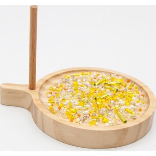 Wooden Bead Loom Kit Round Weaving Beading Beads DIY Knitting Machine Board Organizer Tray Crafts E56C