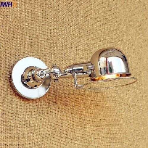 IWHD Silver Iron LED Wall Lights Fxitures Wandlampen Bedroom Dinning Room Rotate Arm Wall Lamp LED Sconce Stair Light Arandela