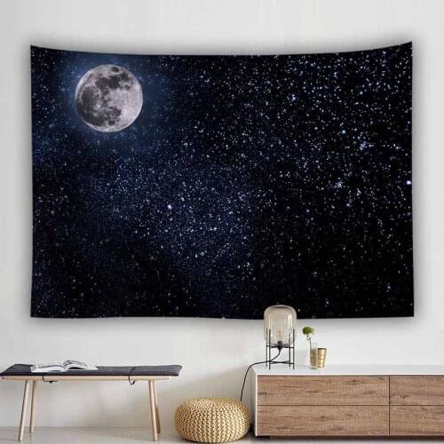 Night Sky Galaxy Moon Tapestry Wall Hanging Landscape Bed Room Decoration Hippie Tapestry Wall Cloth Tapestries Thin Blankets