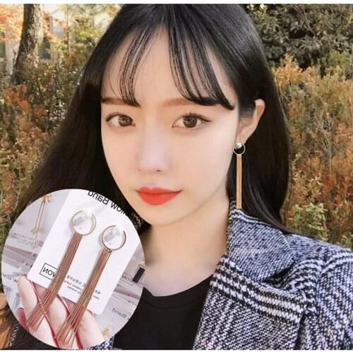 New Gold Color Long Crystal Tassel Dangle/Earrings for Women Wedding pearl Earrings Brinco Fashion Jewelry high quality Gift