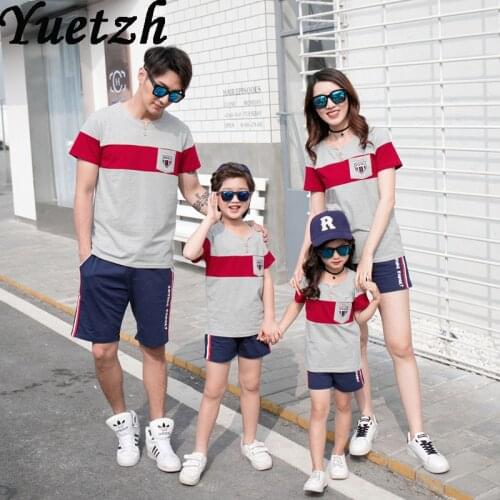 Family matching outfits parent-child clothing parent-kids clothes sport T-shirt shorts girls boy sportsuit traveling suits