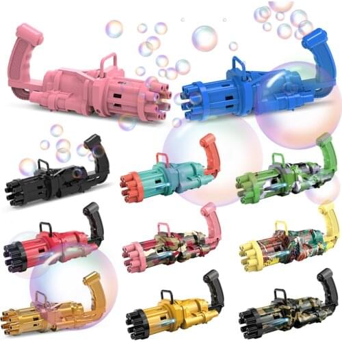 Original electric automatic gatling bubble gun Toy Summer Soap Water Bubble Machine fan 2-in-1 with LEd light Bubble Machine toy