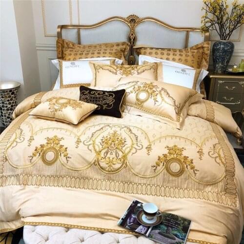 2020 Luxury 600TC Egypt Cotton Palace Bedding Set Baroque Embroidery Duvet Cover Bed Flat Sheet Pillowcases King Size 4Pcs