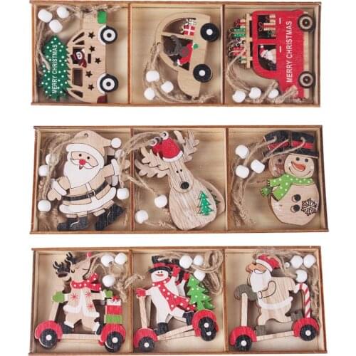 FRIGG Santa Wooden Pendant 2020 Christmas Decor For Home Merry Christmas Ornament Xmas Gifts Noel Navidad Natal Happy New Year