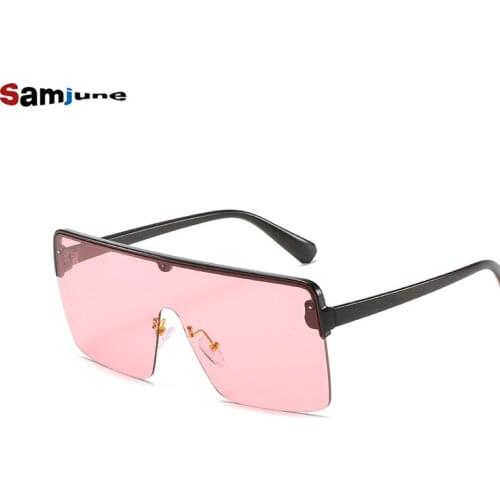 Samjune New Oversized Frame Sunglasses Women Siamese Transparent Sun Glasses Anti-Reflective Mirror Men Plastic Glasses Uv400