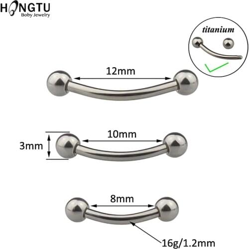 HONGTU 1PC G23 Titanium Eyebrow Banana Piercing Ring Curved Barbell 16G Lip Ring Daith Helix Earring Cartilage Tragus Jewelry