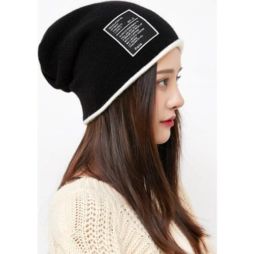 Winter Wool Double Layer Warm Color Matching Hat Women Ladies Fashion Knitted Hat
