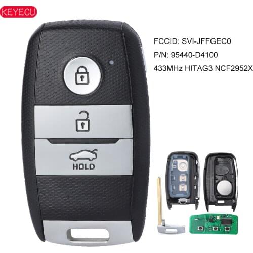 KEYECU Smart Remote Key 3 Button 433MHz HITAG3 for Kia Optima 2016 2017 2018 FCCID: SVI-JFFGEC0 P/N: 95440-D4100