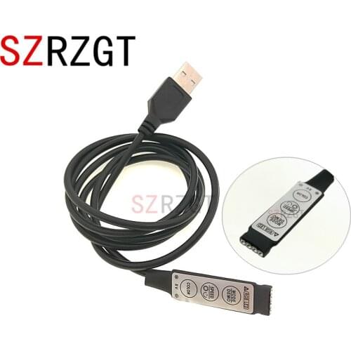 LED Controller 5V DC Mini 3 Keys with 1M USB Cable for 5V RGB LED Strip Light 4 PIN LED Controller USB