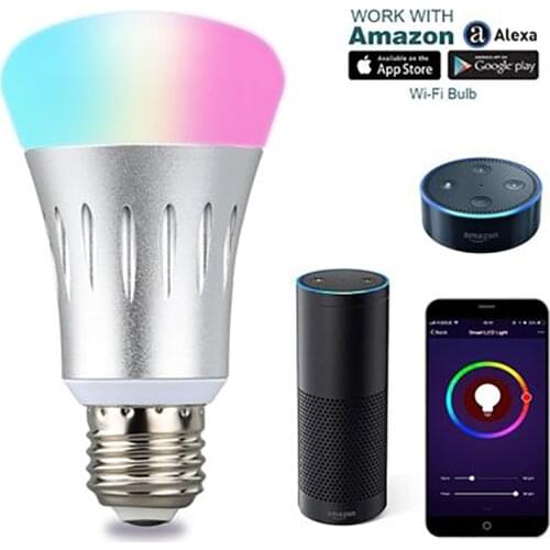 Smart Wifi Phone Control BluetoothSpeaker E27 7W RBGW LED Blub AC85-265V Light Music Playing Dimmable Color Energy-saving Lamp