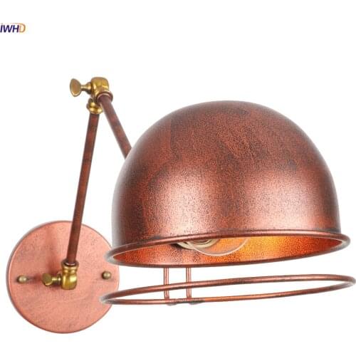 IWHD Antique Rustic Vintage Wall Lamp Bedroom Stair Mirror Beside Loft Industrial Decor Retro LED Wall Light Fixtures Wandlamp
