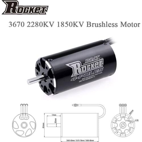 SURPASS HOBBY Rocket 3670 Waterproof Brushless Motor 4 Poles 2280KV 1850KV for M41 Catamaran Spartan RC Boat Car