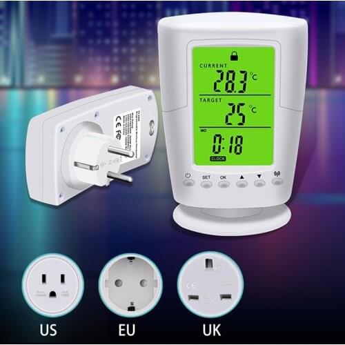 High Quality Digital Wireless Thermostat Socket Intelligent Temperature Control Socket for Cooling Devices EU/US/UK Plug