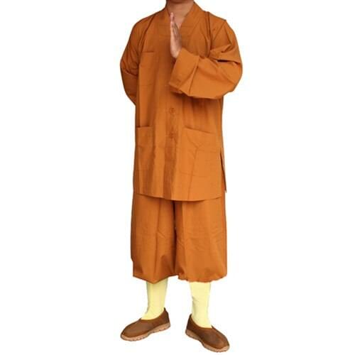 High Quality Mens Traditional Shaolin Kung Fu Uniform Robe Monks Meditation Long Gown Suits