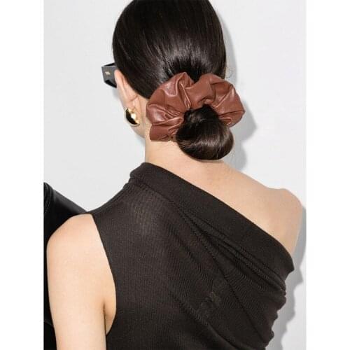 Womens Hair Tie Faux Leather Simple Fashion Female Elastic Hairs Bands 2021 New