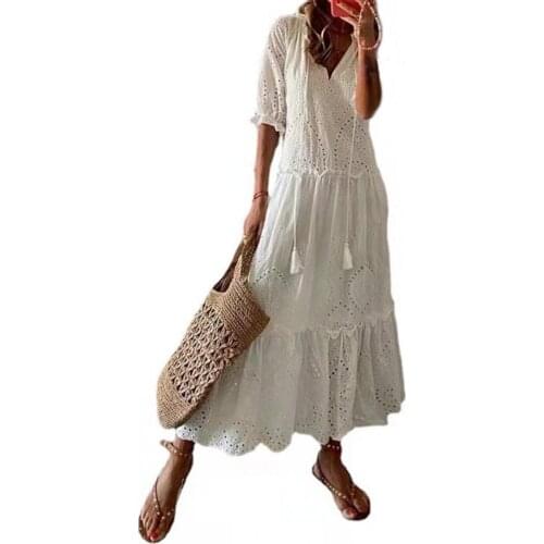 Women Dress Ethnic Print V Neck Summer Autumn Elegant Half Sleeve Ruffles Hem Dress for Daily Wear elegant party dress 2XL