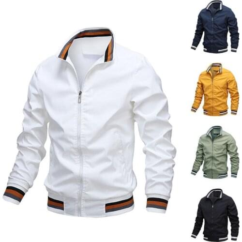 Coat Men Spring Autumn Long Sleeve Zipper Solid Color Outwear Sportwear Jacket Coat