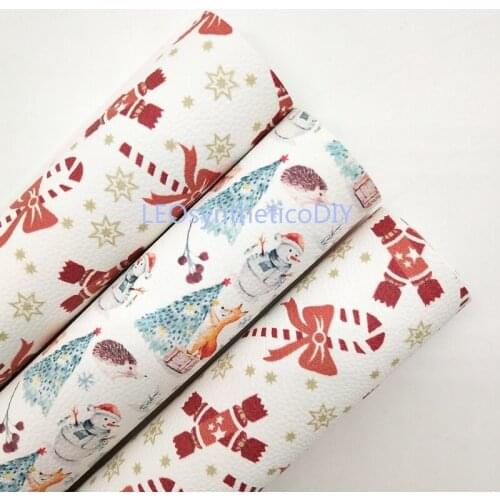 1PC 21X29CM Christmas Faux Leather Fabric, Synthetic Leather Fabric Sheets, PU Leather For Making Bows LEOsyntheticoDIY T330A