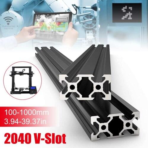 1PC BLACK 2040 V-slot European Standard Anodized Aluminum Profile Extrusion Linear Rail for CNC 3D Printer 100-1000mm