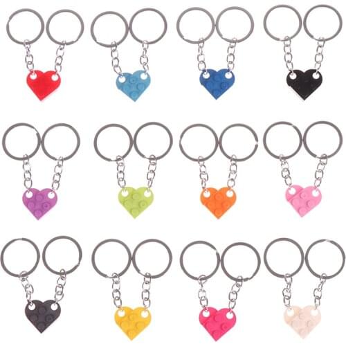 2Pcs Cute Love Heart Brick Keychain For Couples Friendship Birthday Jewelry Gift