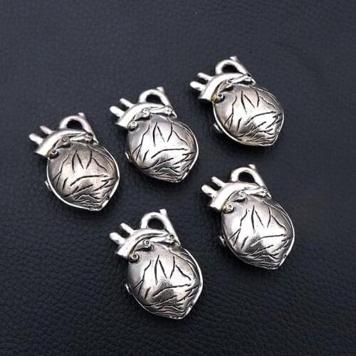 2pcs/lot Silver Plated Heart Charm Metal Pendants DIY Necklaces Bracelets Jewelry Handicraft Accessories 36*25mm P152