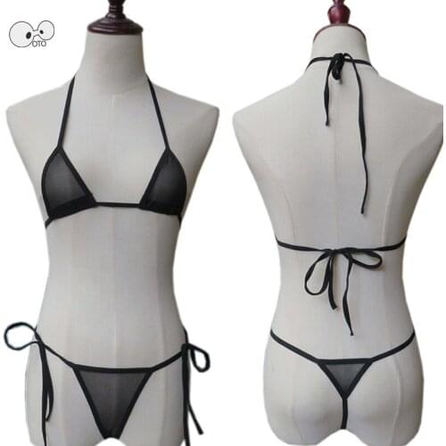 2020 Sexy Micro Mini Bikini Set Women Erotic Transparent Swimwear Beachwear Bathing Suit Tiny G-String Thong Sunbathing Swimsuit