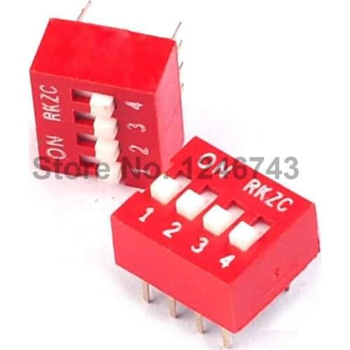 30PCS 4P 4 Position DIP Switch 2.54mm Pitch 2 Row 8 Pin DIP Switch