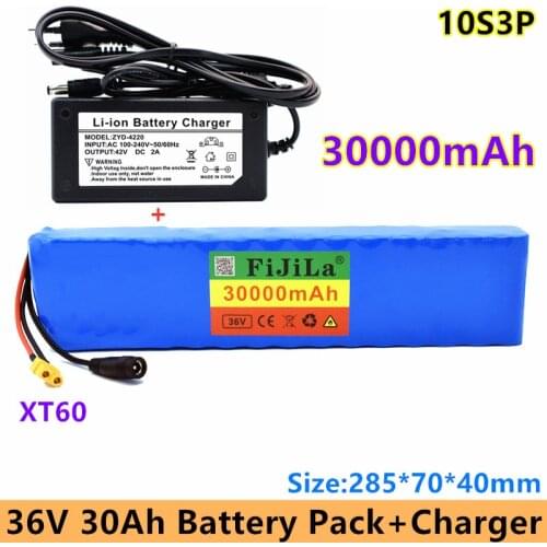 36V 30Ah 10S3P Battery ebike battery pack 18650 Li-Ion Battery 500W High Power and Capacity 42V Motorcycle Scooter with charger