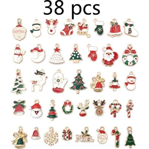 38 Pcs Set New Years Fashion Metal Alloy Christmas Charm Decoration Set Christmas Pendant Pendant Hanging Christmas Ornaments