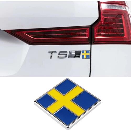 3D Stereo Swedish Flag Emblem Metal Sticker Decal For Volvo S80 S90 C30 C70 XC40 XC60 XC90 Rer Trunk Car Styling Decorative