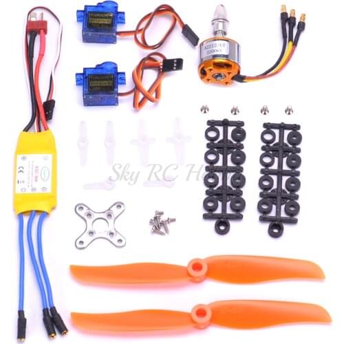 A2212 2212 2200KV Brushless Motor 30A ESC Motor Mount 6035 Propeller SG90 9G Micro Servo for RC Fixed Wing Plane Helicopter