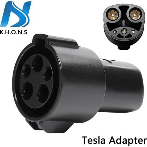 KHONS EV Adapter 16A 32A 60A Electric Vehicle EV Charger SAE J1772 Socket Type 1 To Tesla Connector For EV Charging