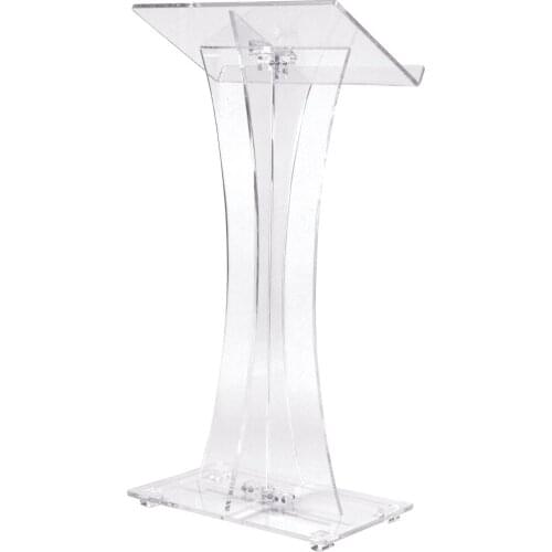 Acrylic Curved Lectern ClearClear Church Pulpit Lectern, Thick Acrylic, No Assembly, Inner Shelf, Pedestal Base plexiglass