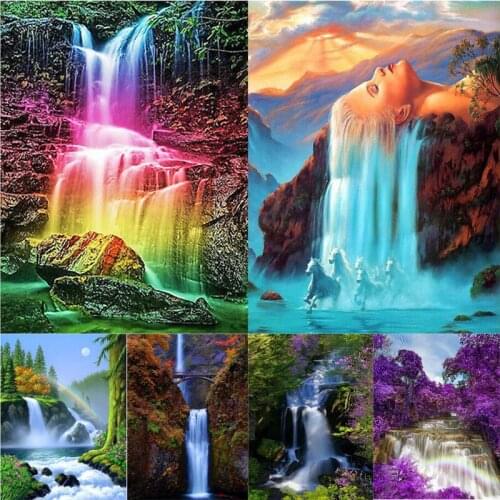 Diy Diamond Painting Landscape Waterfall Rhinestones 5D Diamond Embroidery Mosaic Cross Stitch Kits Room Decor Handwork Gift