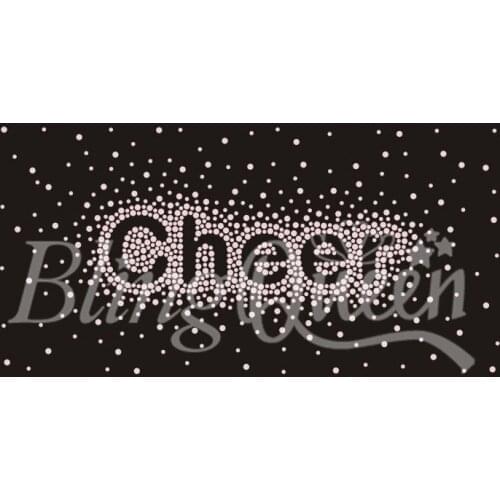 BlingQueen 25PCS/LOT Rhinestone Iron On Transfers Motifs Cheer Design