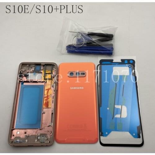 Full Housing Cover Case Chassis Middle Frame Bezel Battery door Front Glass Lens For Samsung Galaxy S10E G970 S10+PLUS G973 G975