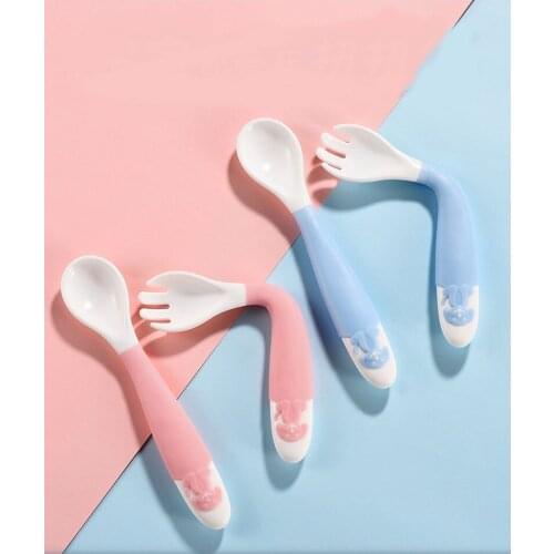 Baby Feeding Spoons Forks Children Twis Fork Spoon Set Portable Infant Auxiliary Tableware Spoon Infant Feeding Spoons