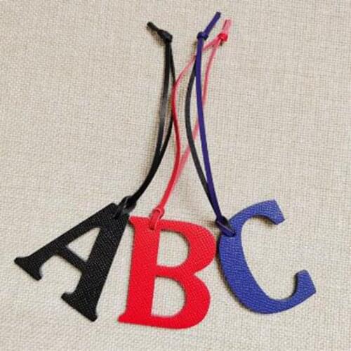 DIY Alphabet A-Z Luxury Cowhide Leather Initial Capital English Letter Keychain Backpack Pendant Ladies Women Bag Charm