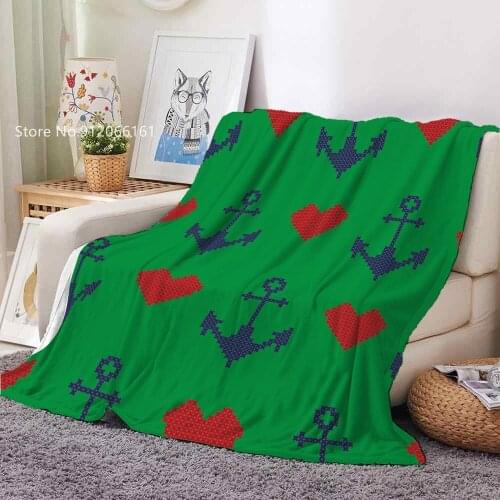 Ship Anchor Flannel Blanket Sea Navigation Fleece Blanket For Bedroom Nap Office Blanket 3D Print Home Textile Happy Nappers