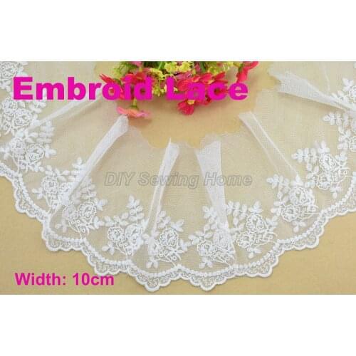 10cm width Cotton embroid lace sewing ribbon guipure trim or fabric warp knitting DIY Garment Accessories free shipping#3127